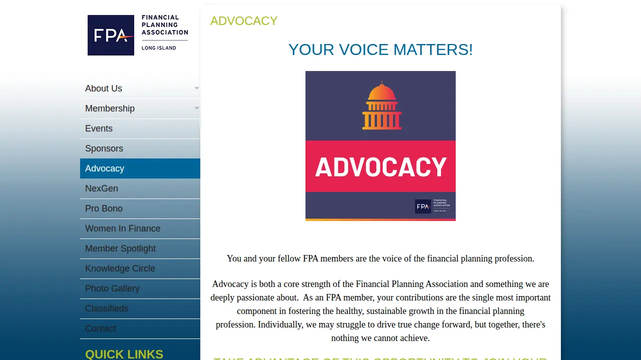 Financial Planning Association page