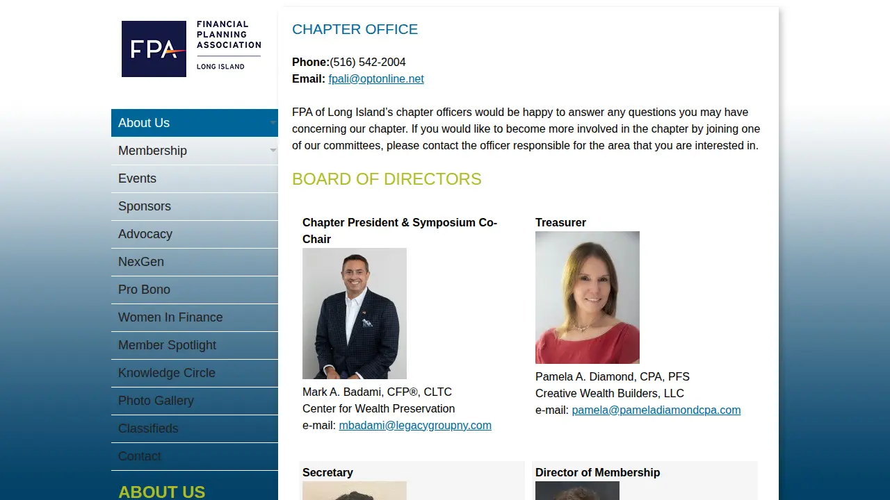 Financial Planning Association page