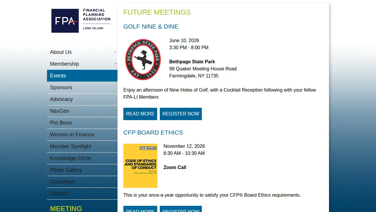 Financial Planning Association page