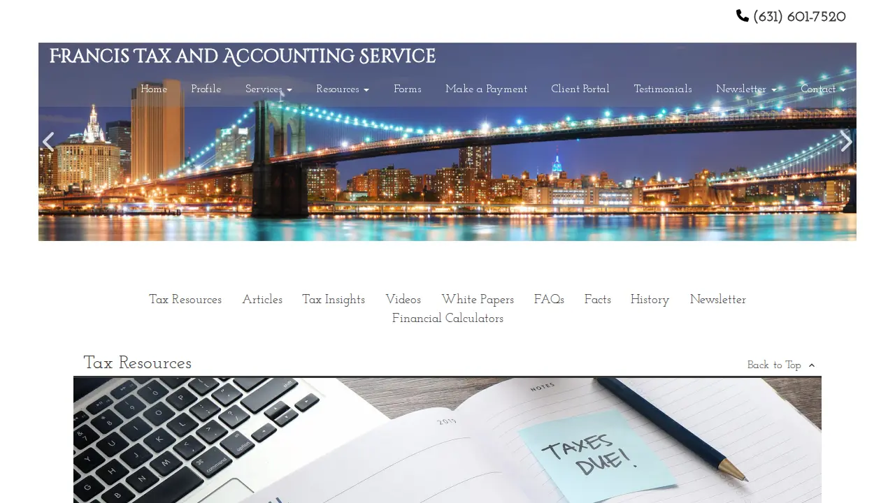 Francis Tax and Accounting Service page