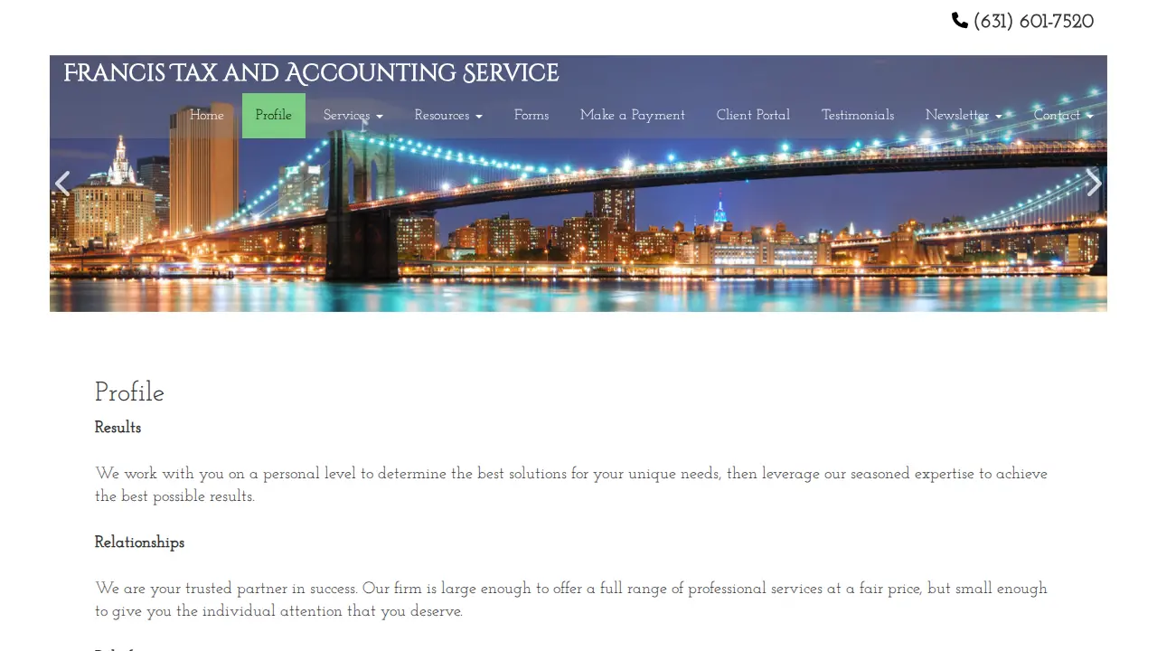 Francis Tax and Accounting Service page