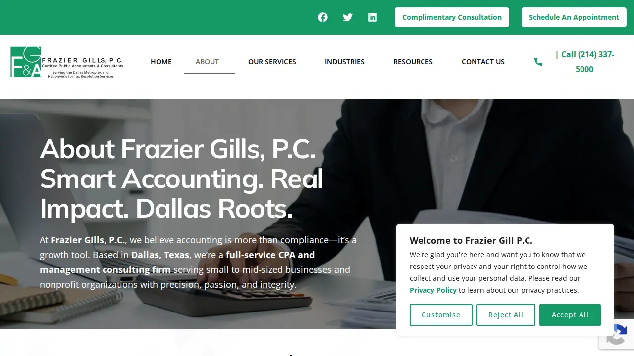 Frazier Gills, P.C., Certified Public Accountants & Consultants page