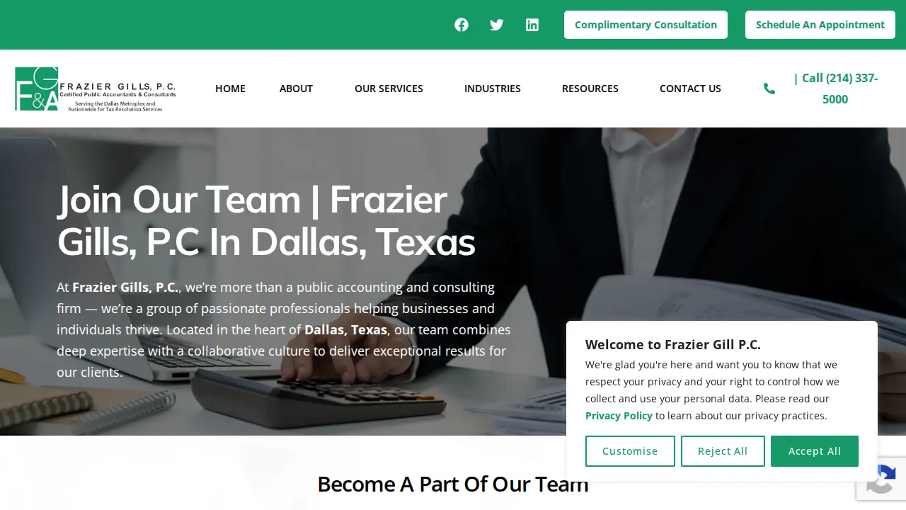 Frazier Gills, P.C., Certified Public Accountants & Consultants page