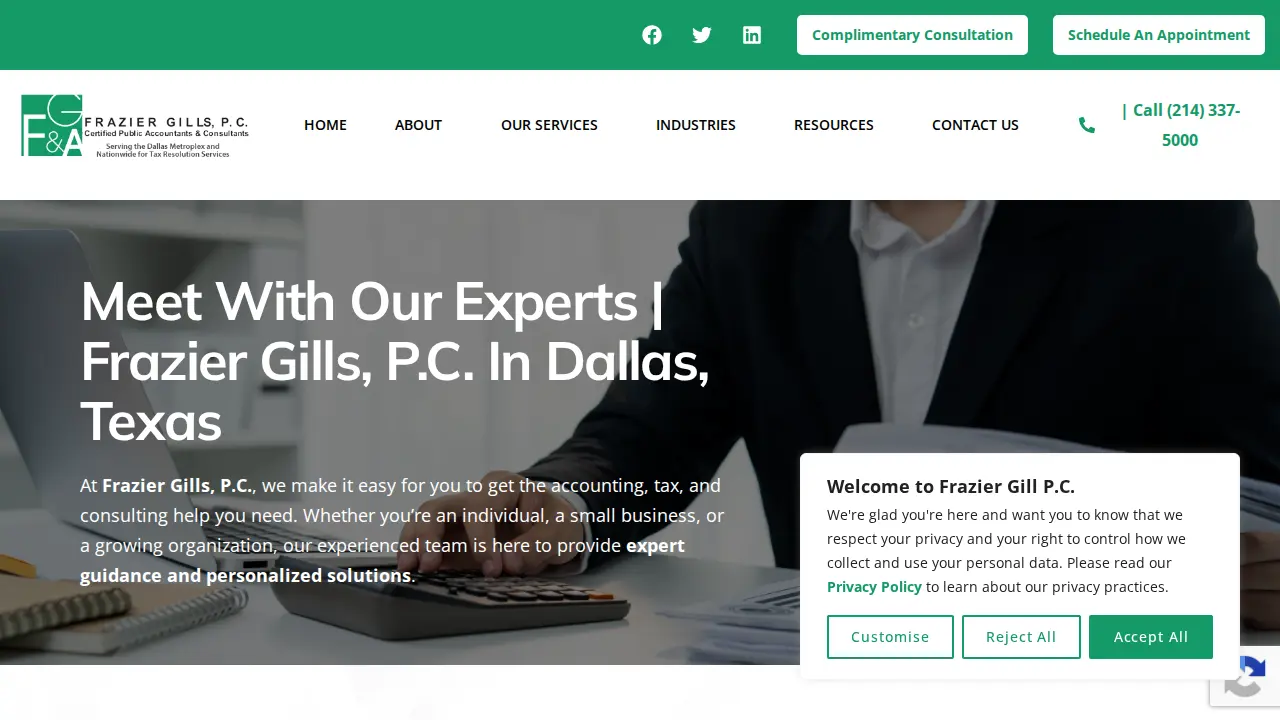 Frazier Gills, P.C., Certified Public Accountants & Consultants page