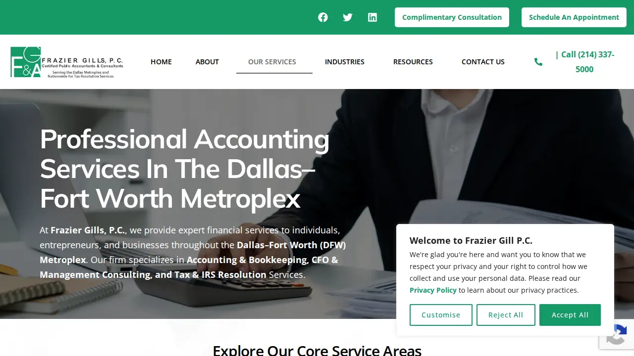Frazier Gills, P.C., Certified Public Accountants & Consultants page