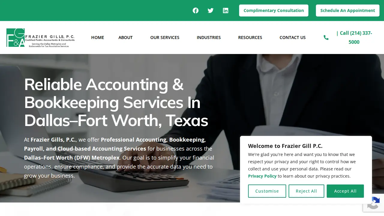 Frazier Gills, P.C., Certified Public Accountants & Consultants page