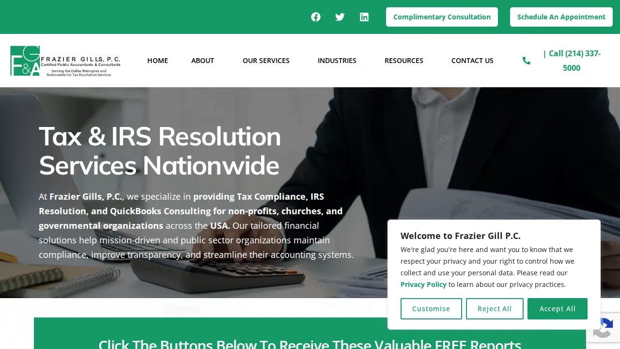 Frazier Gills, P.C., Certified Public Accountants & Consultants page