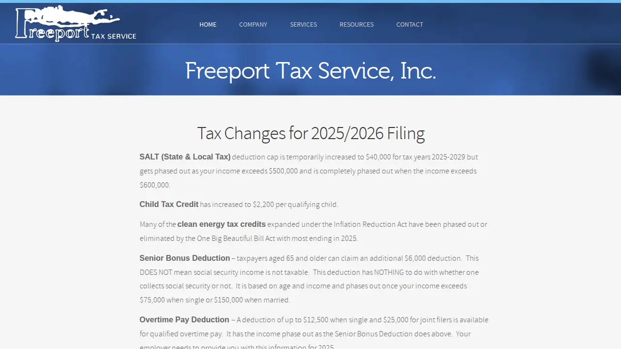 Freeport tax services page