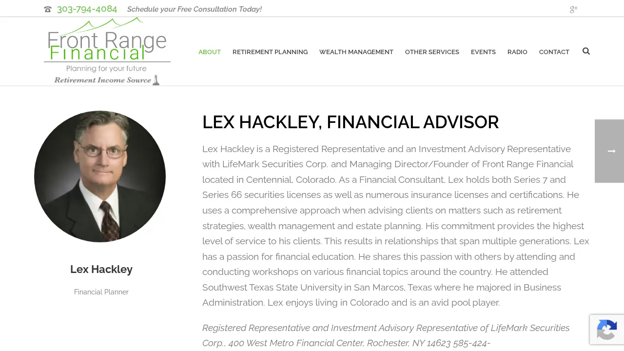 Front Range Financial page