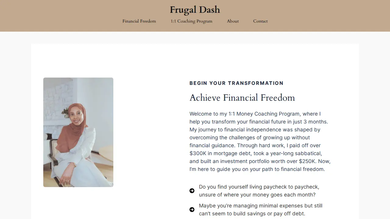 Frugal Dash Money Coach by Karima page