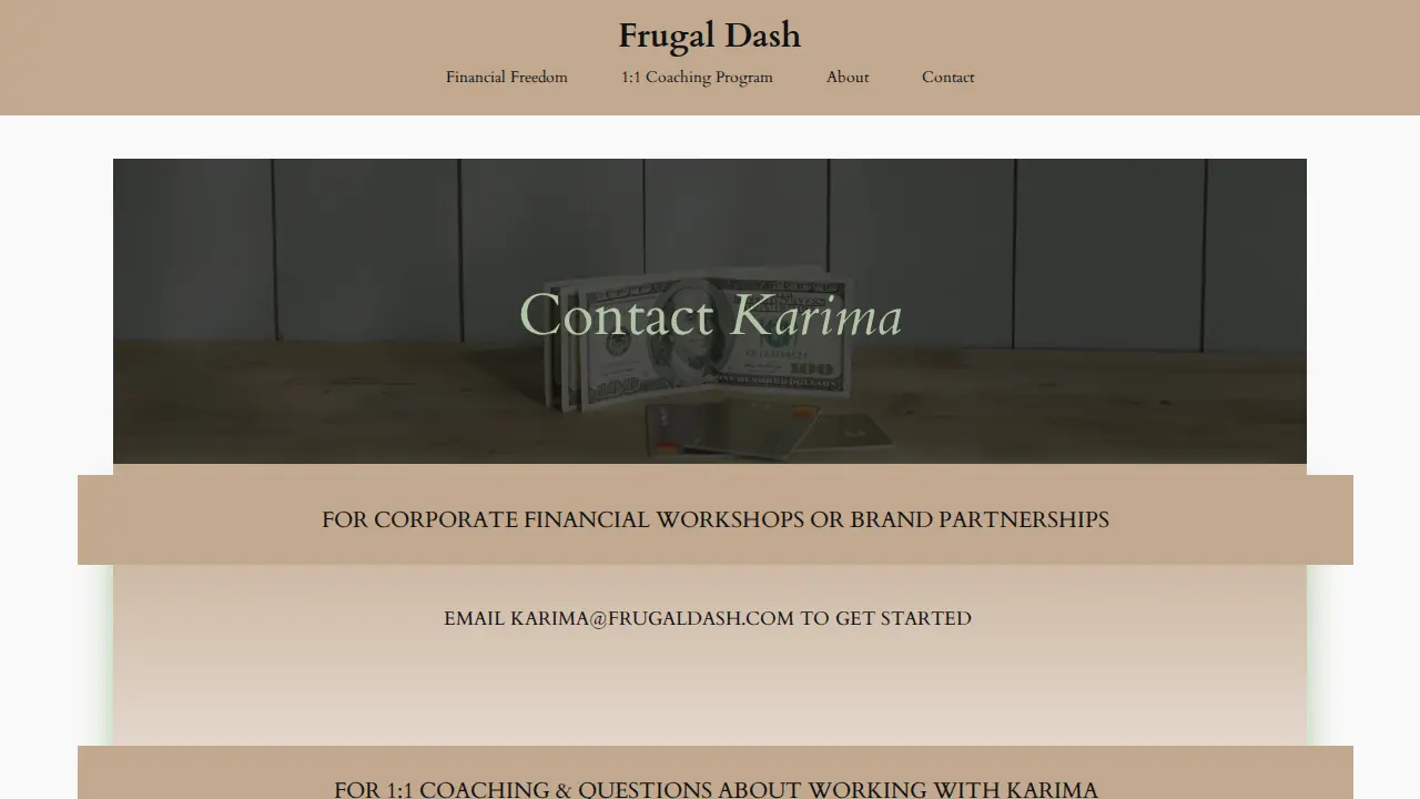 Frugal Dash Money Coach by Karima page