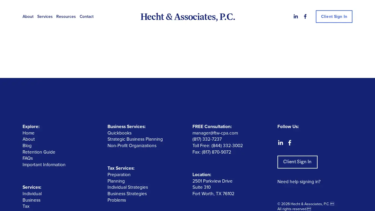 Hecht & Associates CPA page