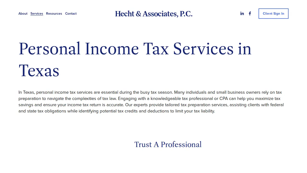Hecht & Associates CPA page