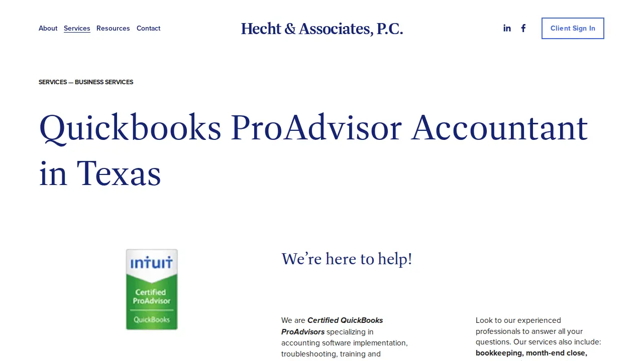 Hecht & Associates CPA page