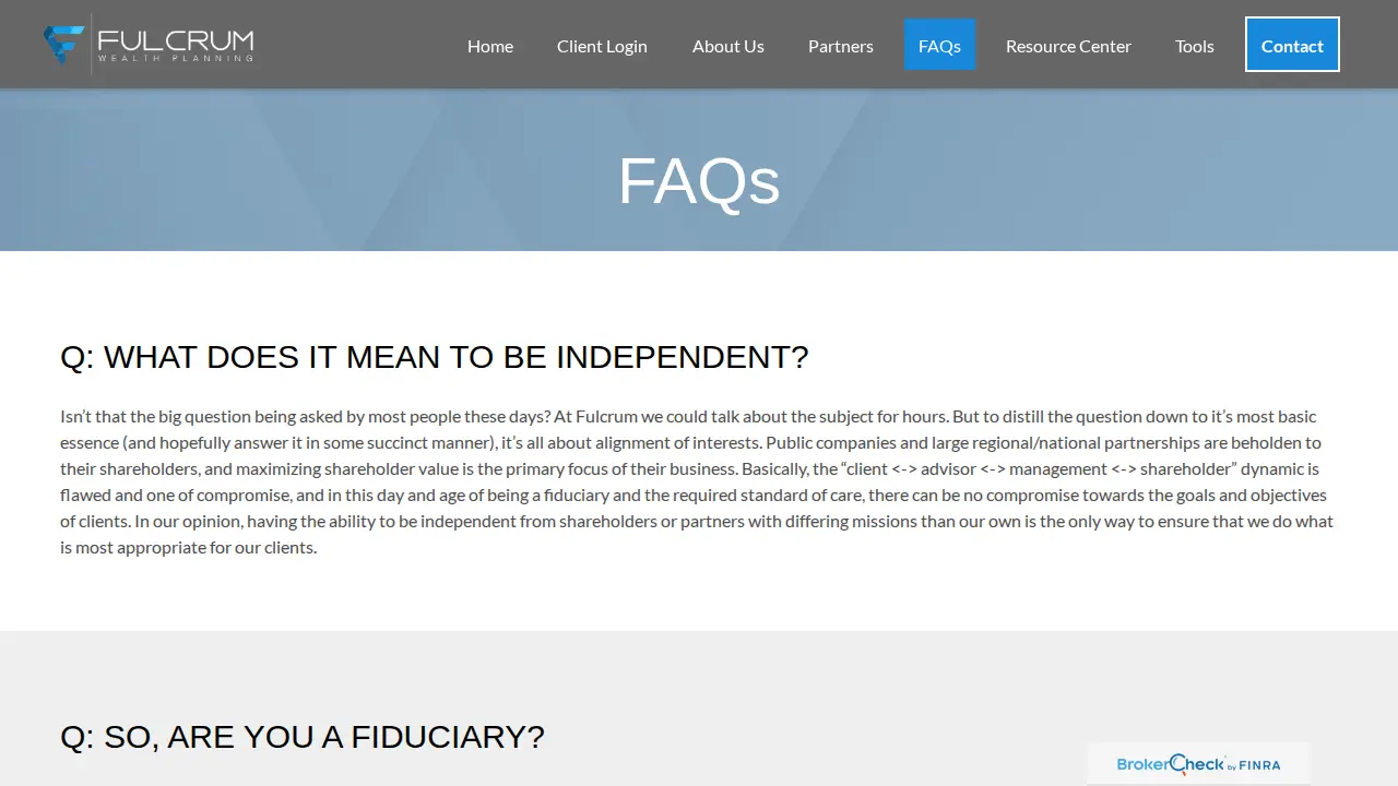 Fulcrum Wealth Planning page