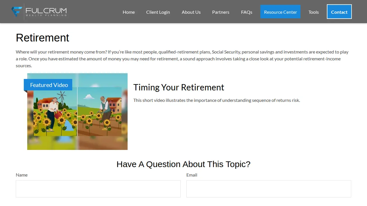 Fulcrum Wealth Planning page