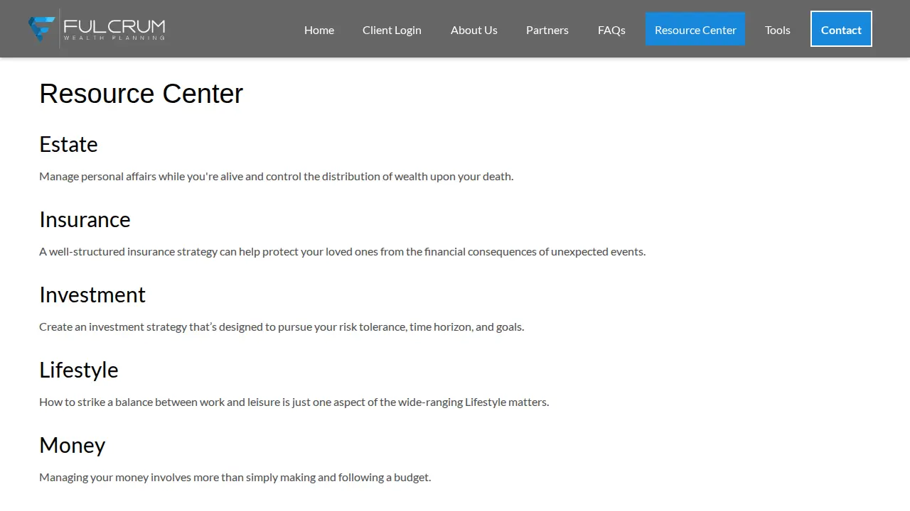 Fulcrum Wealth Planning page