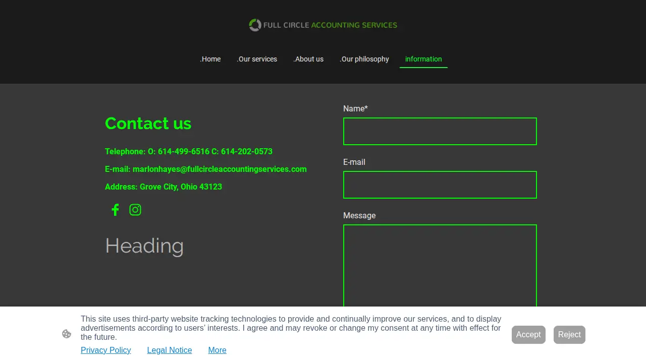 Full Circle Accounting Services page