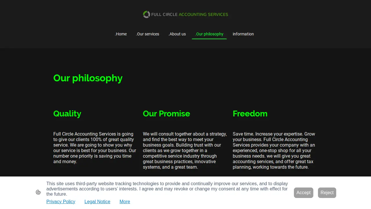 Full Circle Accounting Services page