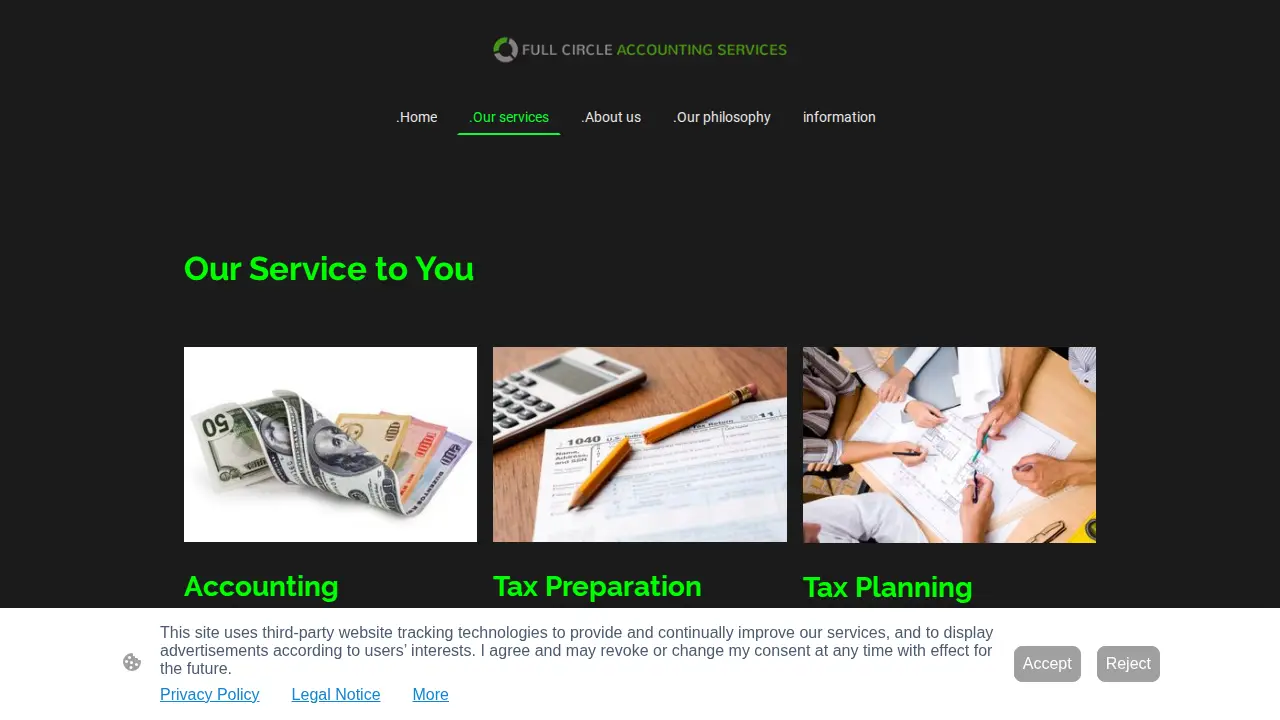Full Circle Accounting Services page
