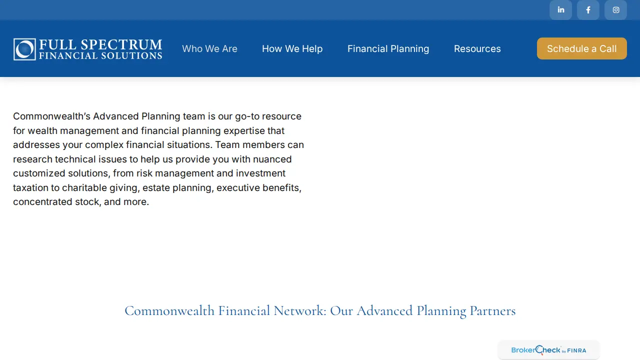Full Spectrum Financial Solutions page