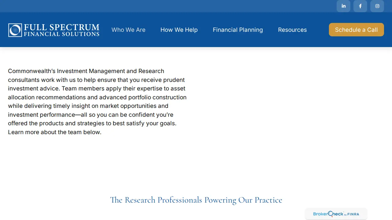 Full Spectrum Financial Solutions page