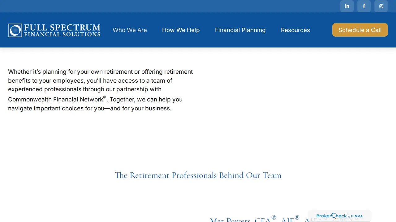 Full Spectrum Financial Solutions page