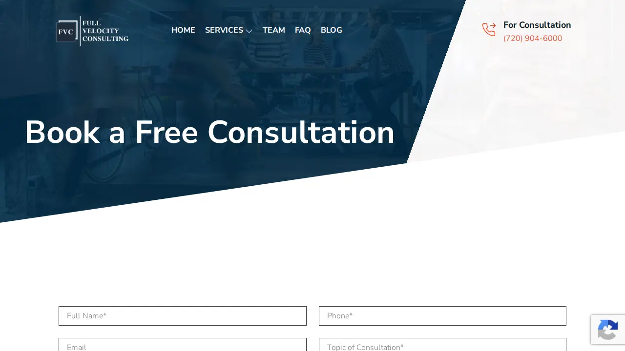Full Velocity Consulting page