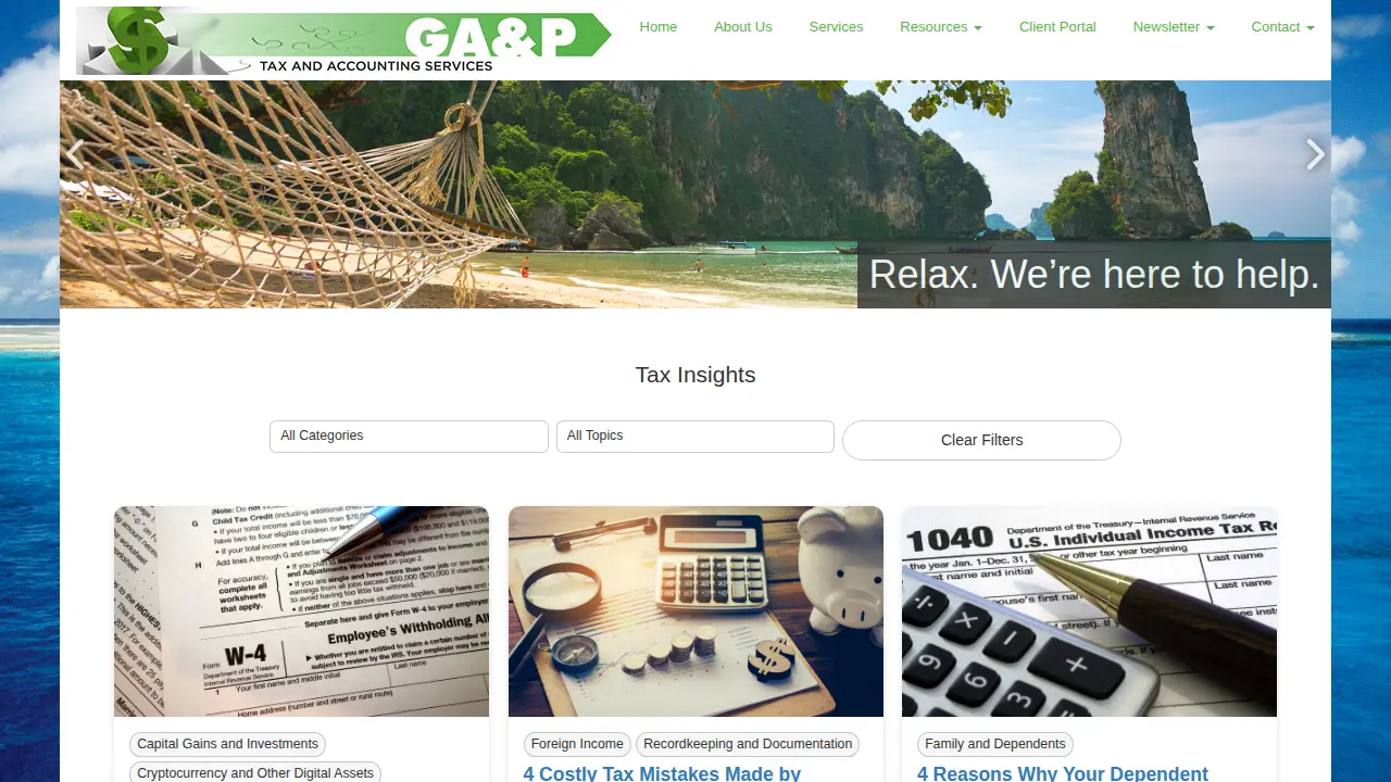 GA & P Tax and Accounting Services page