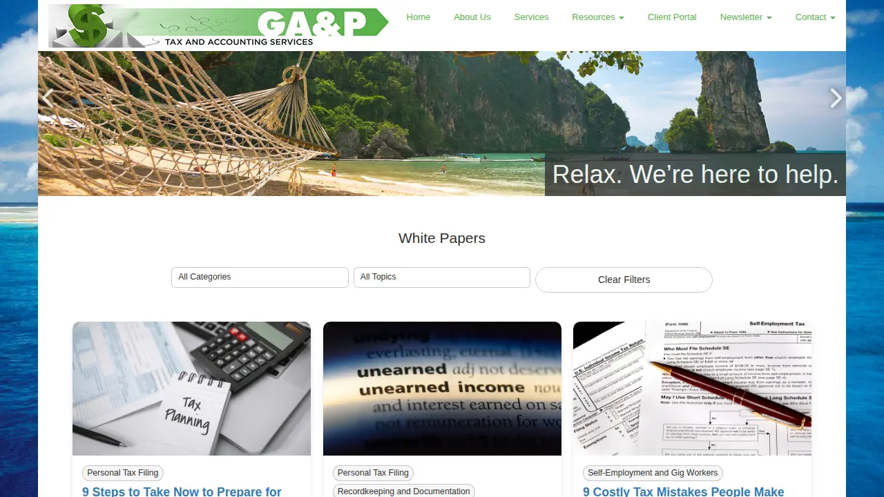 GA & P Tax and Accounting Services page