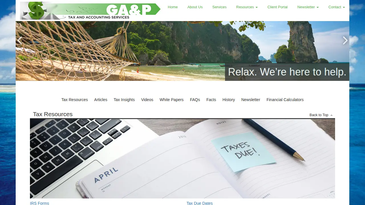 GA & P Tax and Accounting Services page