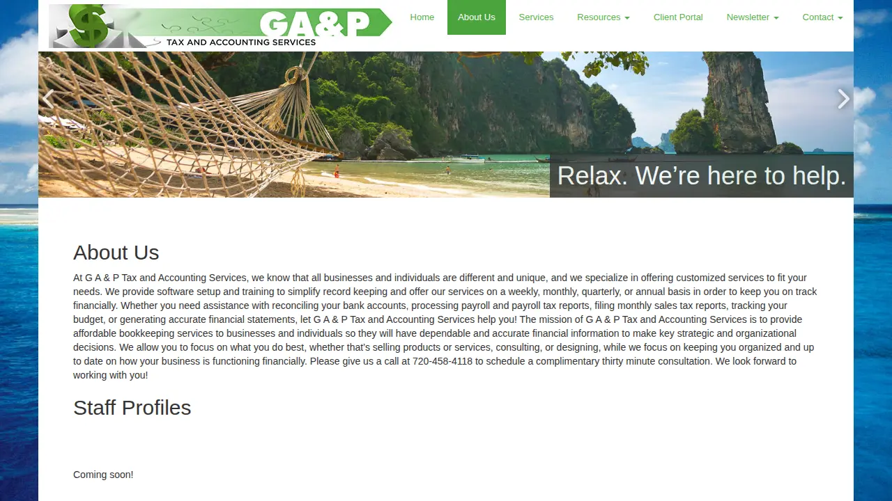 GA & P Tax and Accounting Services page