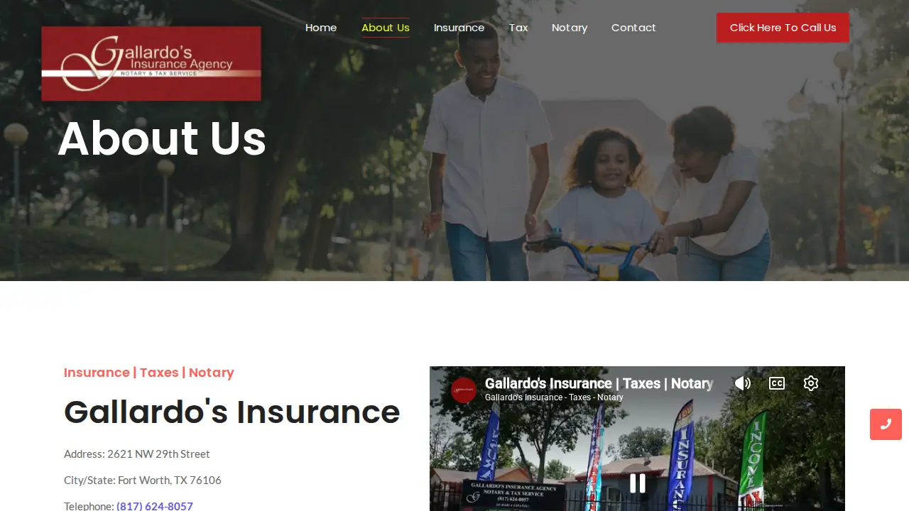 Gallardo's Insurance Agency Notary & Tax Service page