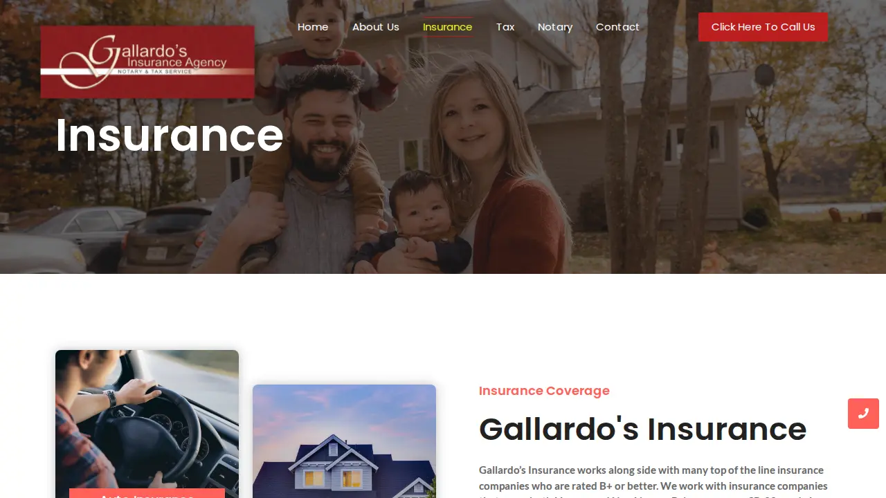 Gallardo's Insurance Agency Notary & Tax Service page