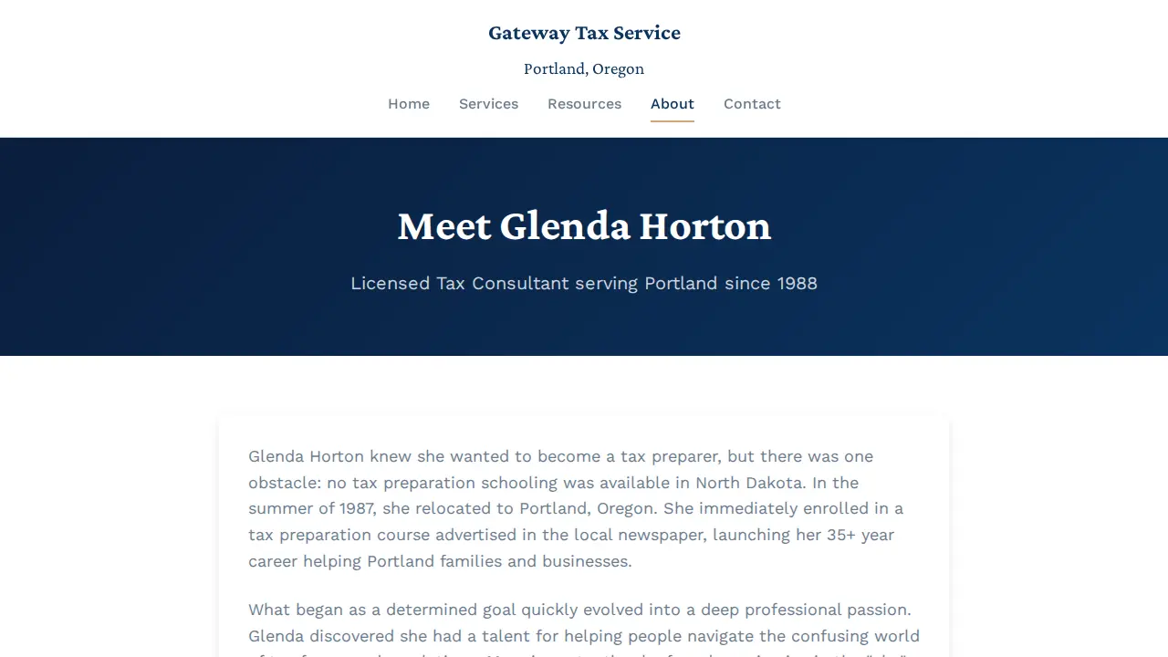 Gateway Tax Service page