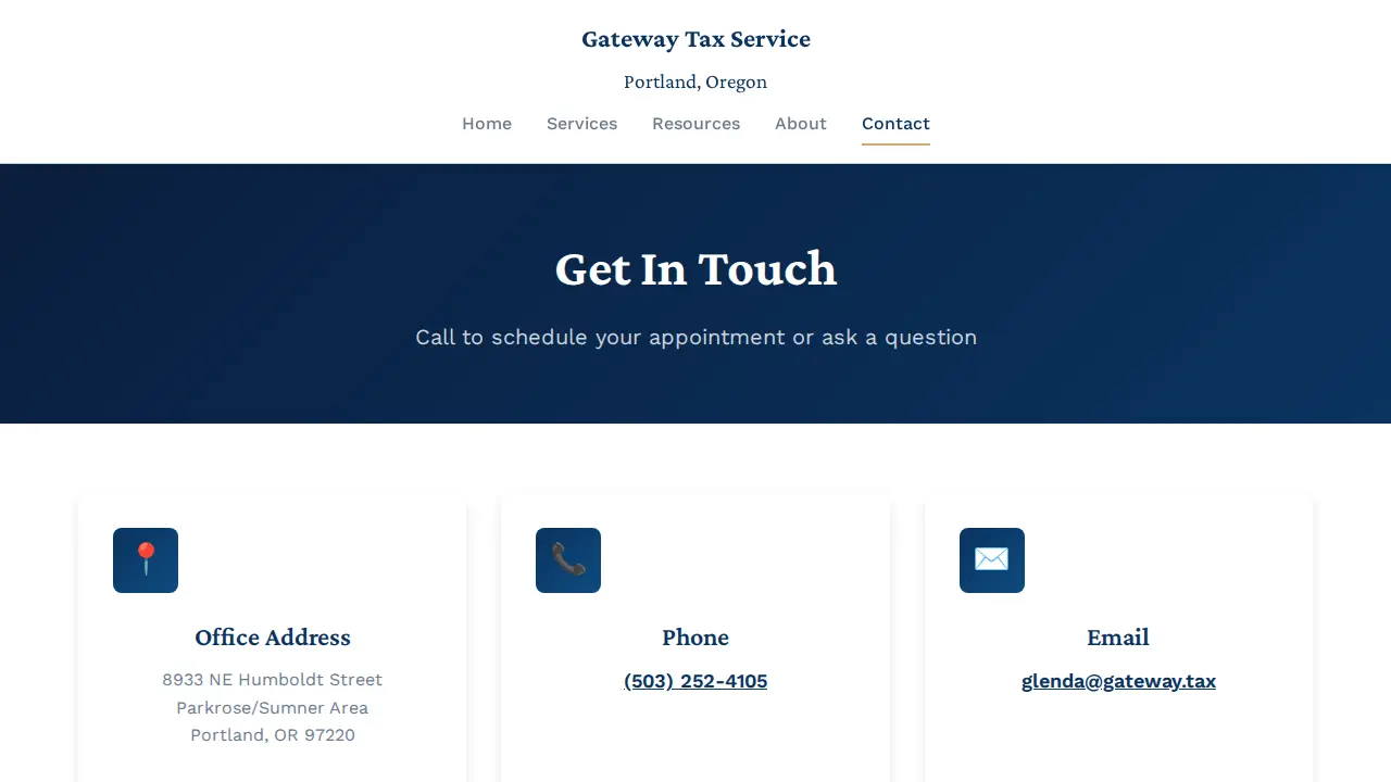 Gateway Tax Service page