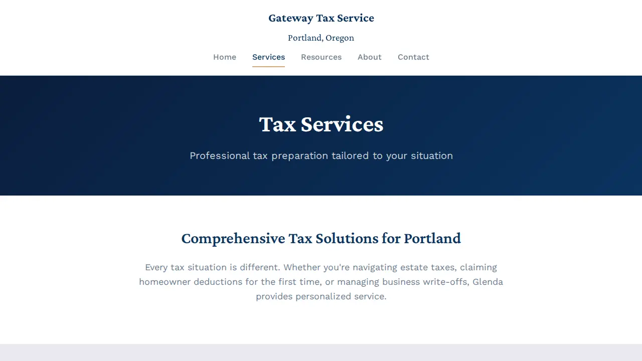 Gateway Tax Service page