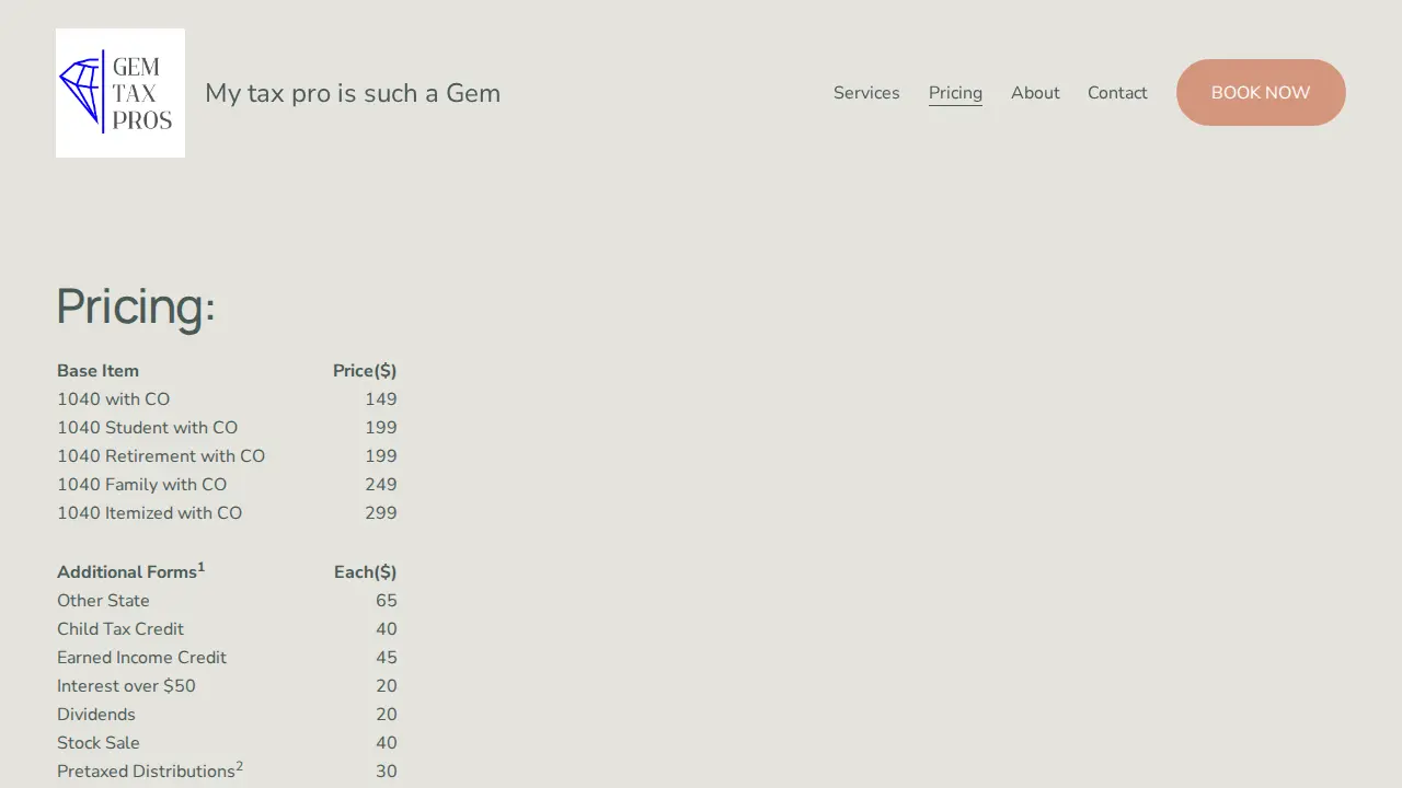Gem Tax Pros page