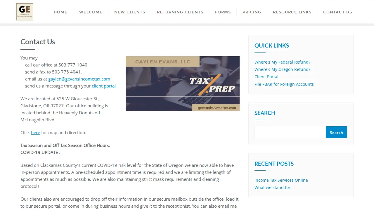 Gaylen Evans LLC page