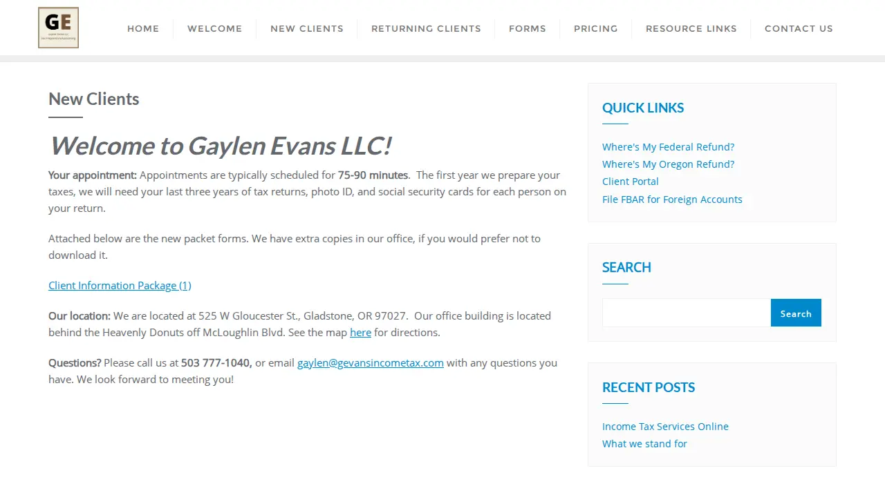 Gaylen Evans LLC page