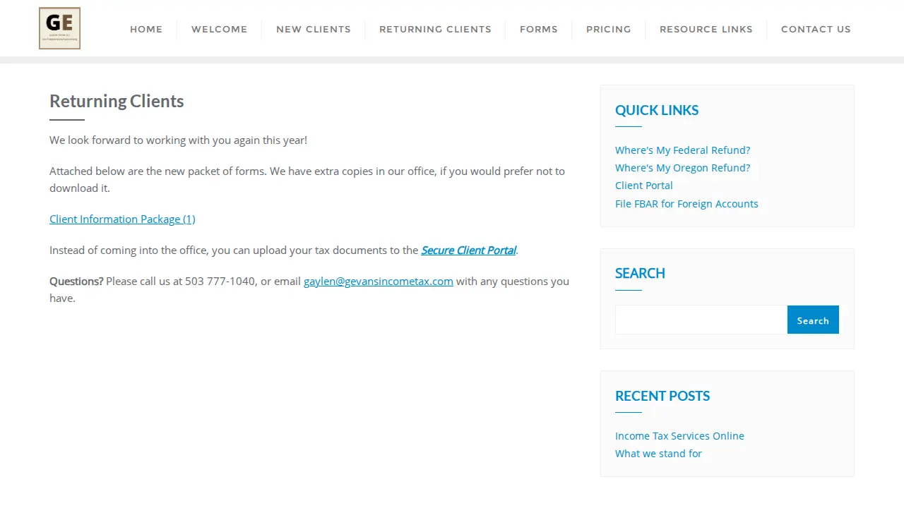 Gaylen Evans LLC page