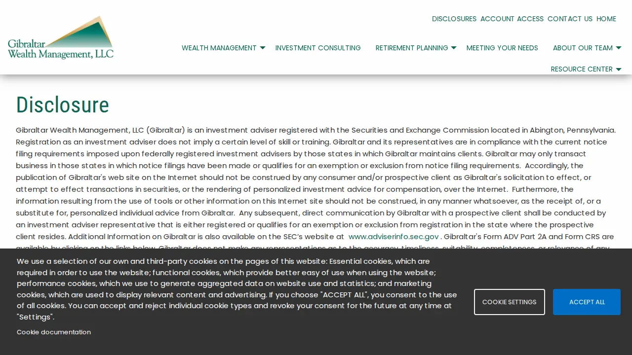 Gibraltar Wealth Management page
