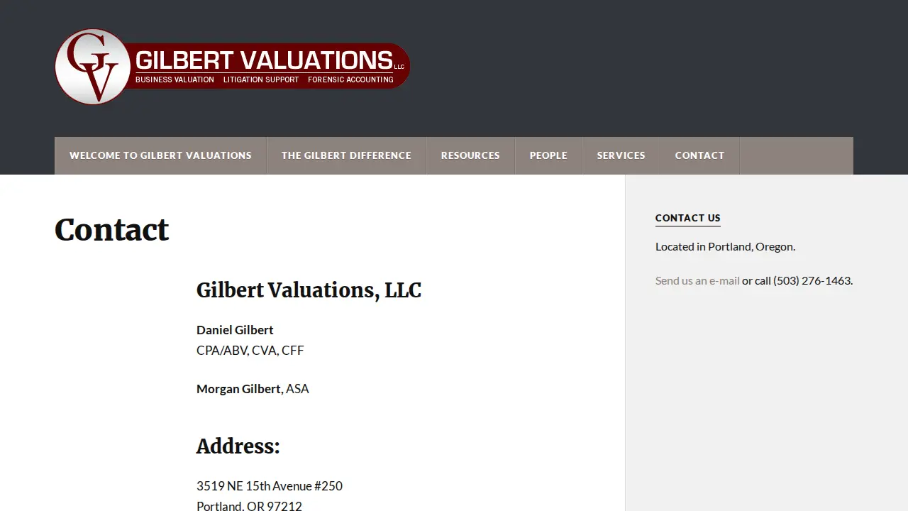 Gilbert Valuations page