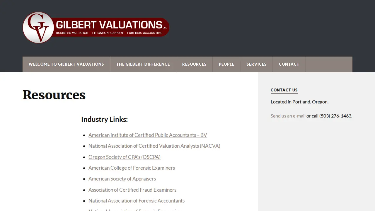 Gilbert Valuations page