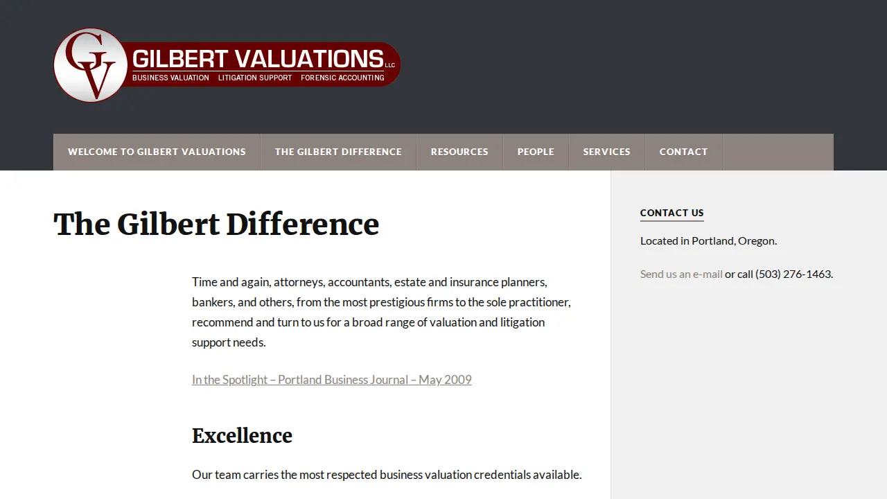 Gilbert Valuations page