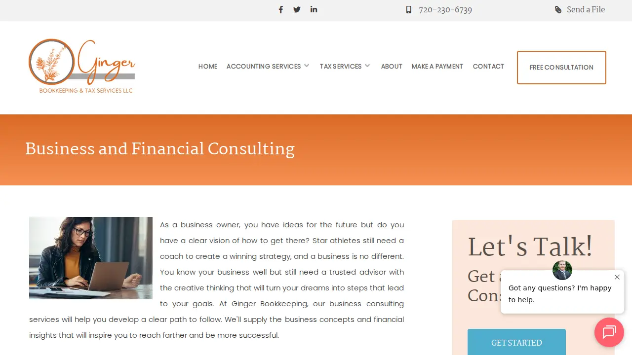 Ginger Bookkeeping & Tax Services LLC page