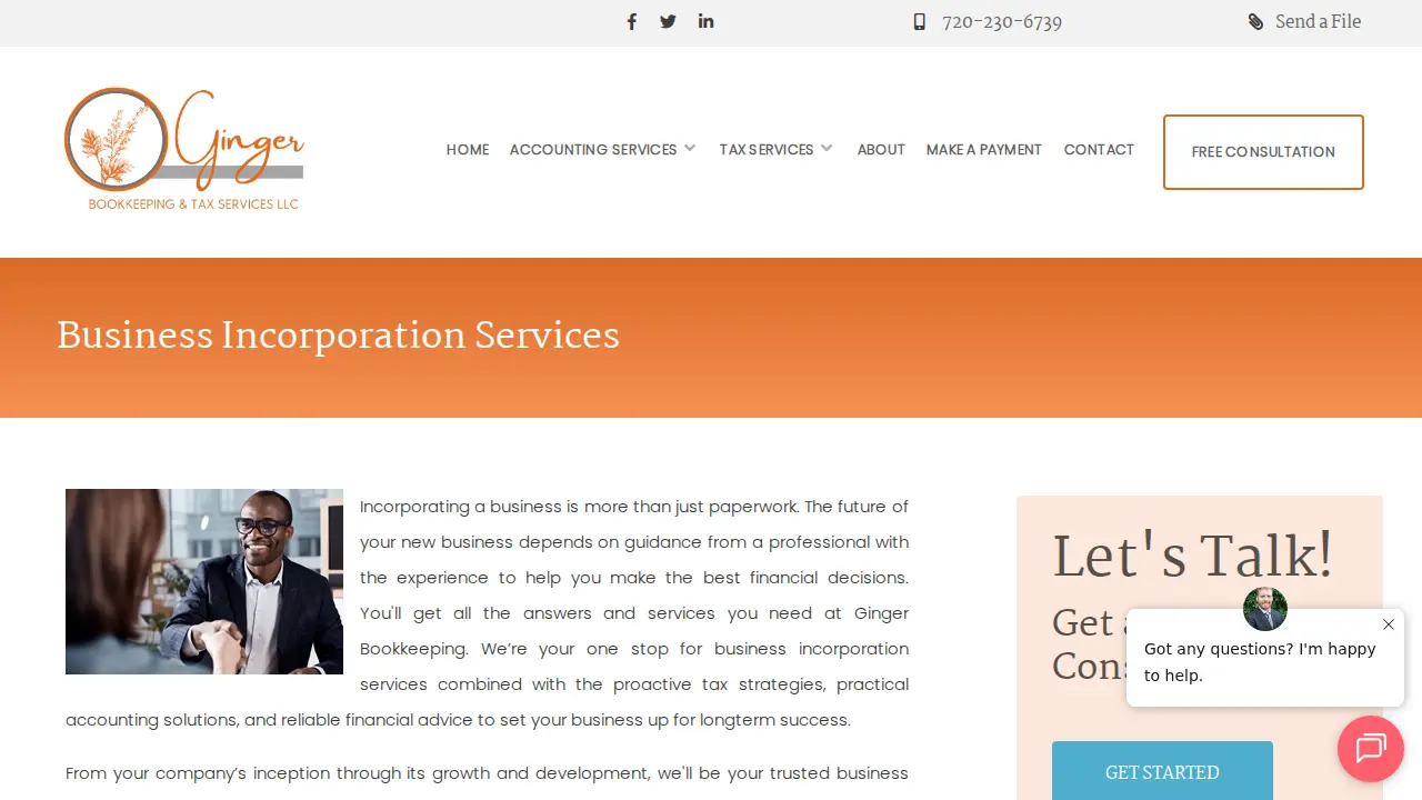 Ginger Bookkeeping & Tax Services LLC page