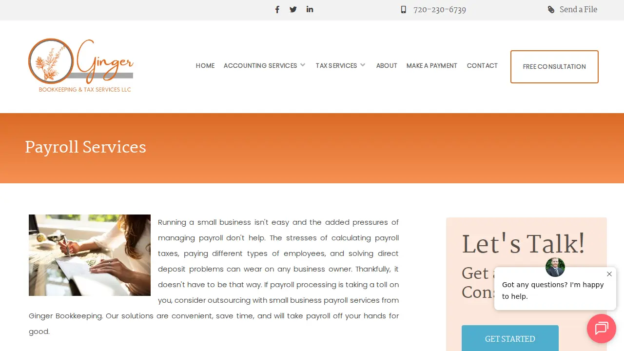 Ginger Bookkeeping & Tax Services LLC page