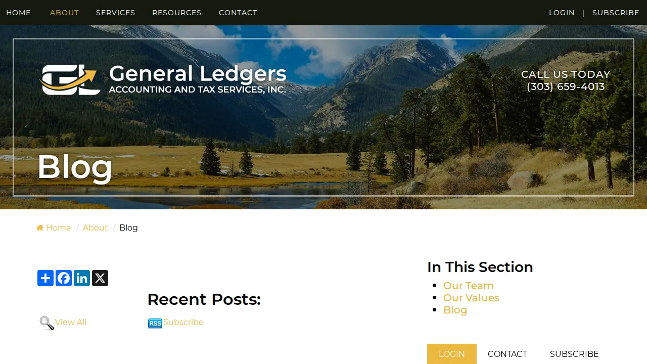 General Ledgers page
