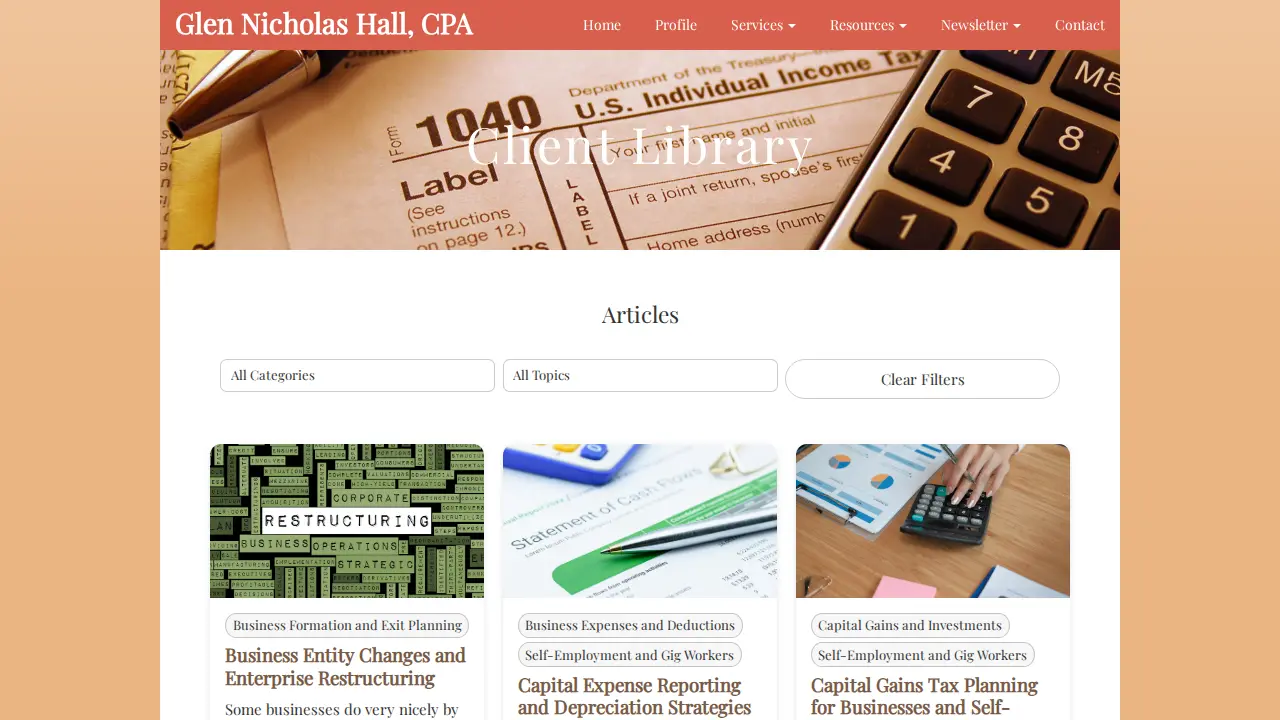 Glen Nicholas Hall, CPA page